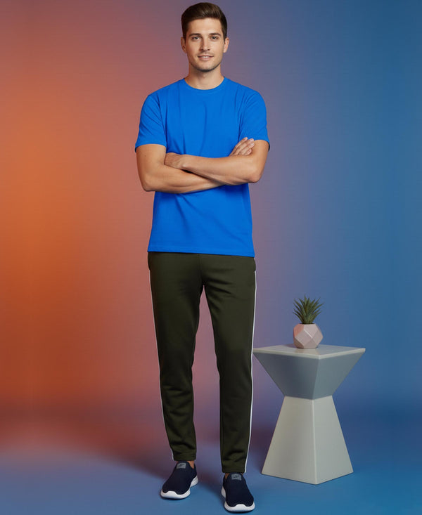 T.T. Men’s Cotton Blend | Solid Round Neck T-Shirt & Slim Fit Track Pants | Comfortable Casual Wear Co-ord Set for Men