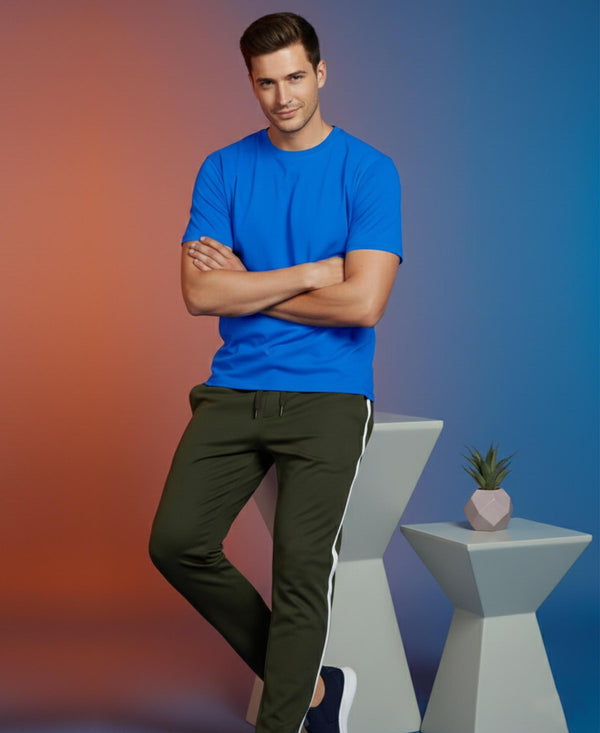 T.T. Men’s Cotton Blend | Solid Round Neck T-Shirt & Slim Fit Track Pants | Comfortable Casual Wear Co-ord Set for Men