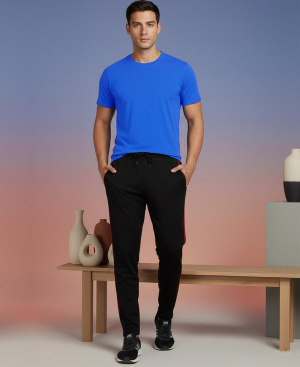 T.T. Men’s Cotton Blend | Solid Round Neck T-Shirt & Slim Fit Track Pants | Comfortable Casual Wear Co-ord Set for Men