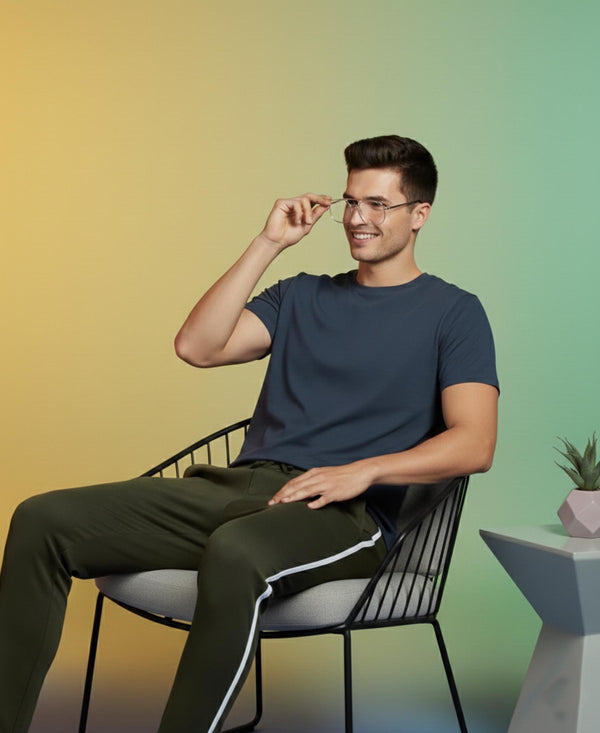 T.T. Men’s Cotton Blend | Solid Round Neck T-Shirt & Slim Fit Track Pants | Comfortable Casual Wear Co-ord Set for Men