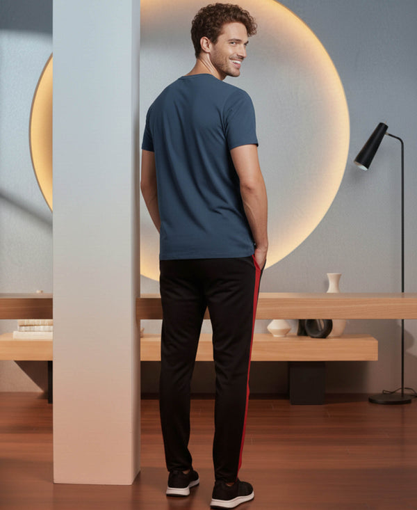 T.T. Men’s Cotton Blend | Solid Round Neck T-Shirt & Slim Fit Track Pants | Comfortable Casual Wear Co-ord Set for Men