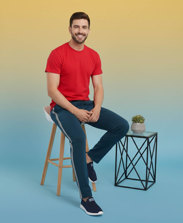 T.T. Men’s Cotton Blend | Solid Round Neck T-Shirt & Slim Fit Track Pants | Comfortable Casual Wear Co-ord Set for Men