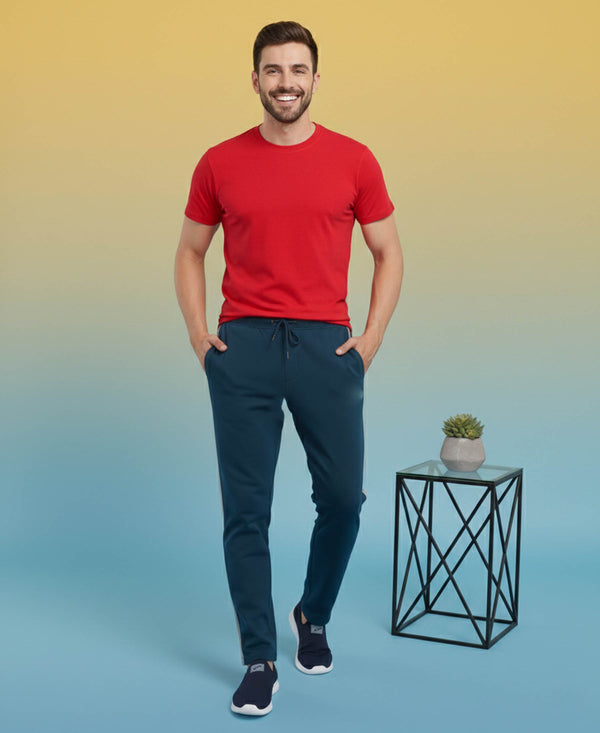 T.T. Men’s Cotton Blend | Solid Round Neck T-Shirt & Slim Fit Track Pants | Comfortable Casual Wear Co-ord Set for Men