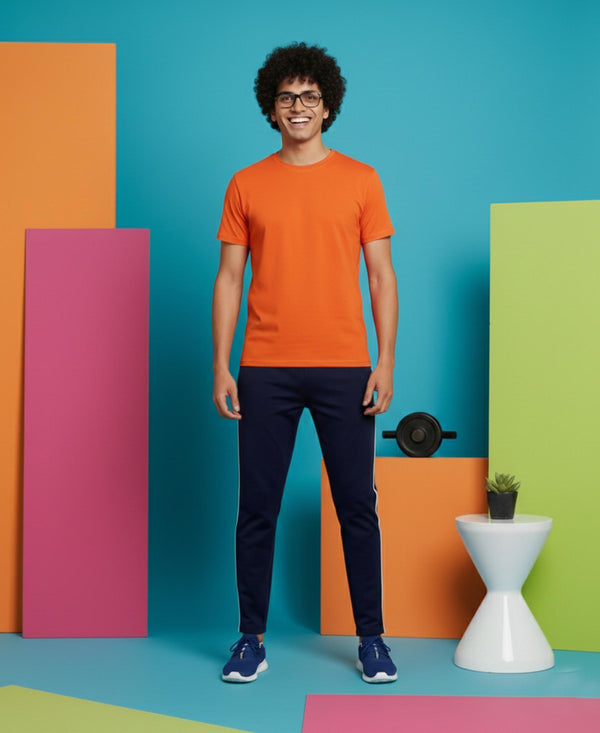 T.T. Men’s Cotton Blend | Solid Round Neck T-Shirt & Slim Fit Track Pants | Comfortable Casual Wear Co-ord Set for Men