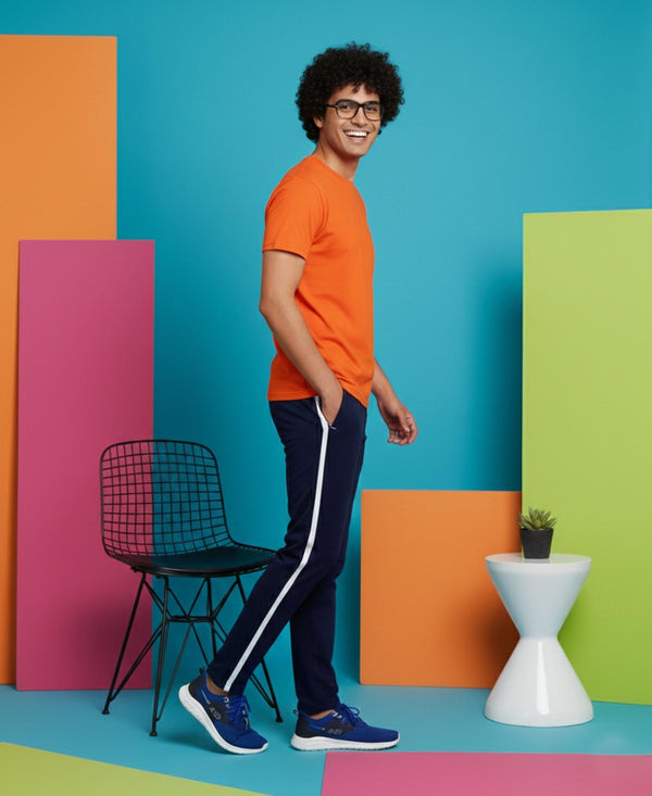 T.T. Men’s Cotton Blend | Solid Round Neck T-Shirt & Slim Fit Track Pants | Comfortable Casual Wear Co-ord Set for Men