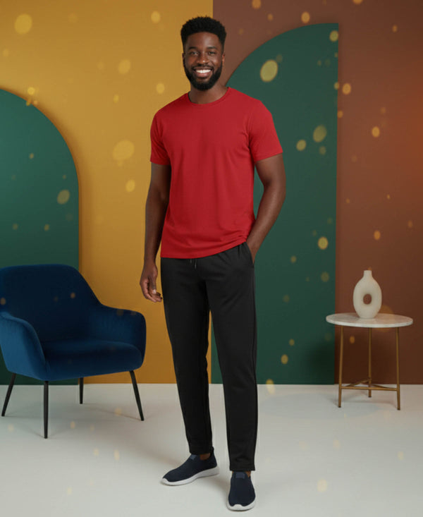 T.T. Men’s Cotton Blend | Solid Round Neck T-Shirt & Slim Fit Track Pants | Comfortable Casual Wear Co-ord Set for Men