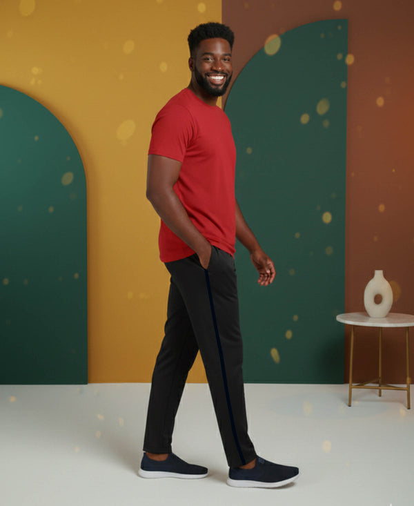 T.T. Men’s Cotton Blend | Solid Round Neck T-Shirt & Slim Fit Track Pants | Comfortable Casual Wear Co-ord Set for Men