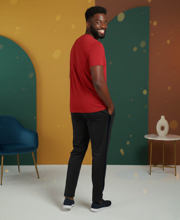 T.T. Men’s Cotton Blend | Solid Round Neck T-Shirt & Slim Fit Track Pants | Comfortable Casual Wear Co-ord Set for Men