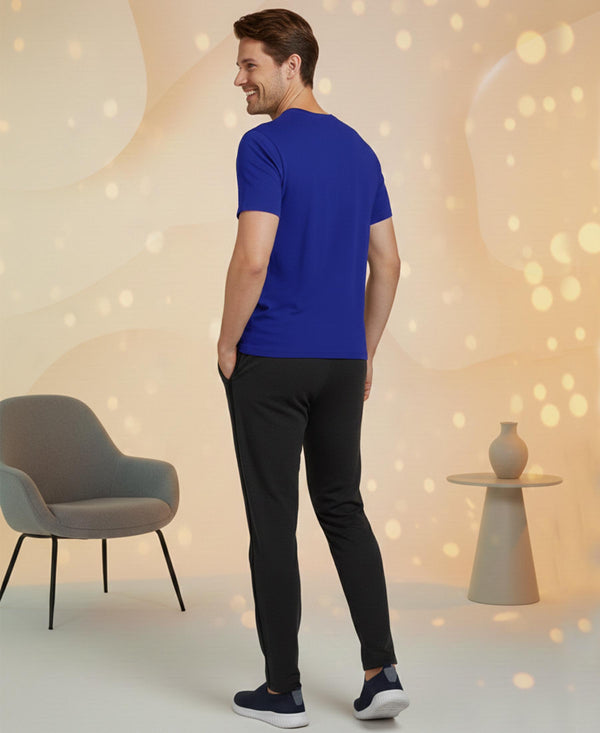 T.T. Men’s Cotton Blend | Solid Round Neck T-Shirt & Slim Fit Track Pants | Comfortable Casual Wear Co-ord Set for Men