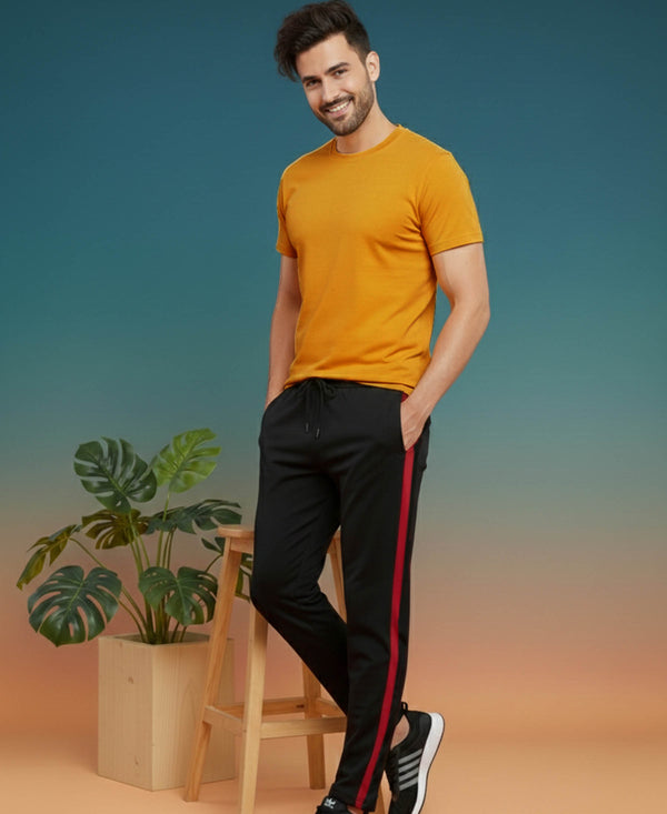 T.T. Men’s Cotton Blend | Solid Round Neck T-Shirt & Slim Fit Track Pants | Comfortable Casual Wear Co-ord Set for Men