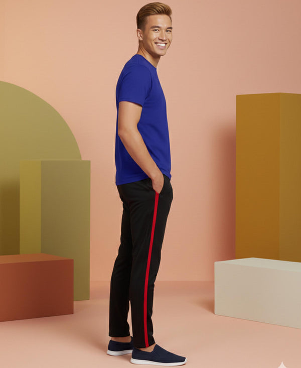 T.T. Men’s Cotton Blend | Solid Round Neck T-Shirt & Slim Fit Track Pants | Comfortable Casual Wear Co-ord Set for Men