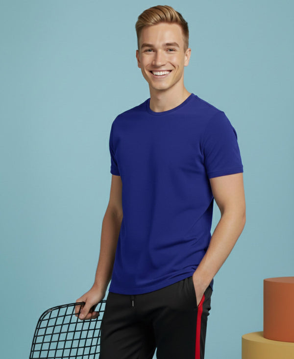 T.T. Men’s Cotton Blend | Solid Round Neck T-Shirt & Slim Fit Track Pants | Comfortable Casual Wear Co-ord Set for Men