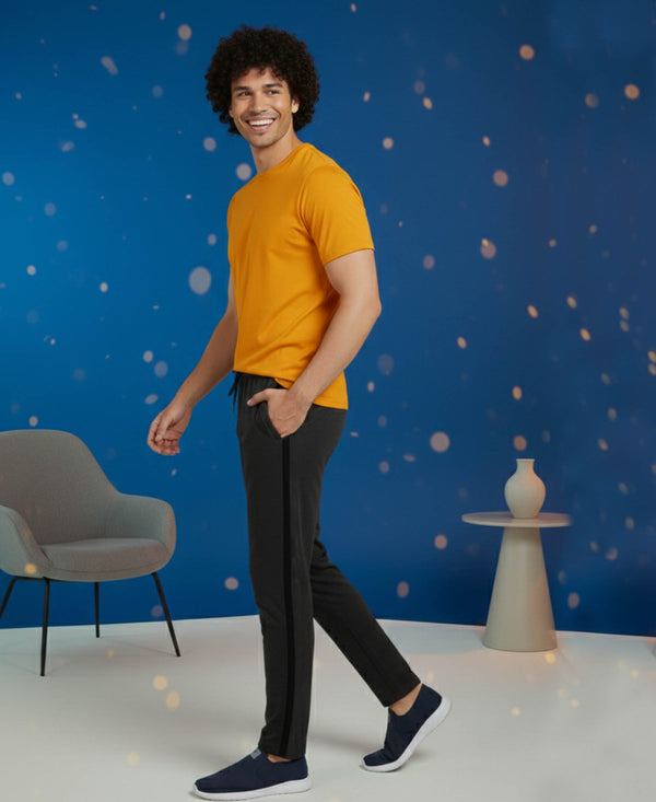T.T. Men’s Cotton Blend | Solid Round Neck T-Shirt & Slim Fit Track Pants | Comfortable Casual Wear Co-ord Set for Men