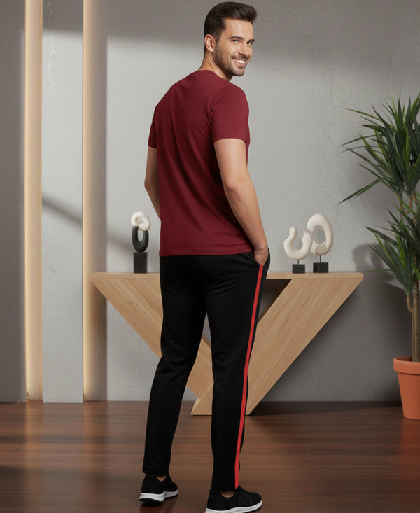 T.T. Men’s Cotton Blend | Solid Round Neck T-Shirt & Slim Fit Track Pants | Comfortable Casual Wear Co-ord Set for Men