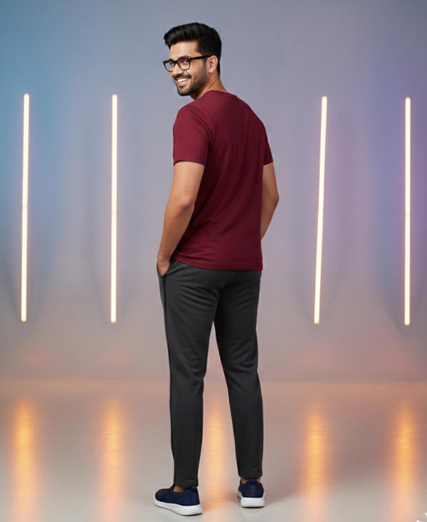 T.T. Men’s Cotton Blend | Solid Round Neck T-Shirt & Slim Fit Track Pants | Comfortable Casual Wear Co-ord Set for Men