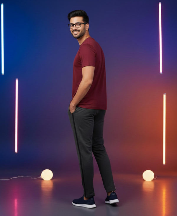 T.T. Men’s Cotton Blend | Solid Round Neck T-Shirt & Slim Fit Track Pants | Comfortable Casual Wear Co-ord Set for Men