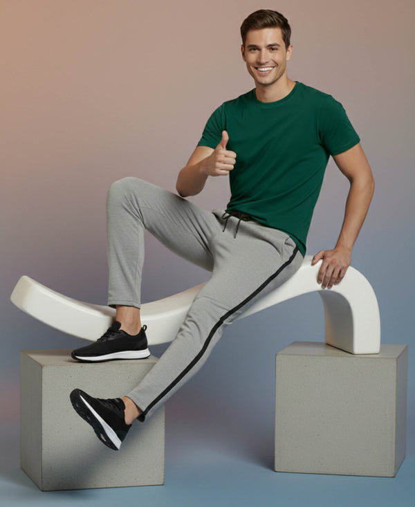 T.T. Men’s Cotton Blend | Solid Round Neck T-Shirt & Slim Fit Track Pants | Comfortable Casual Wear Co-ord Set for Men