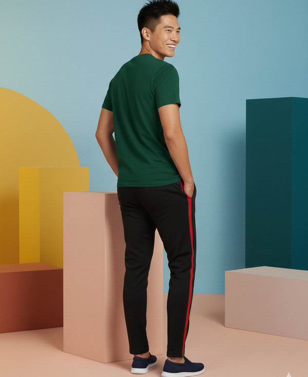 T.T. Men’s Cotton Blend | Solid Round Neck T-Shirt & Slim Fit Track Pants | Comfortable Casual Wear Co-ord Set for Men