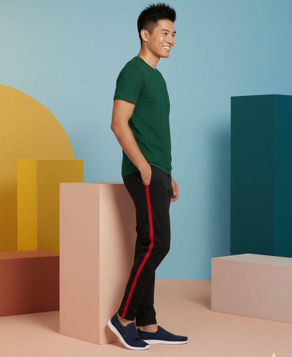 T.T. Men’s Cotton Blend | Solid Round Neck T-Shirt & Slim Fit Track Pants | Comfortable Casual Wear Co-ord Set for Men