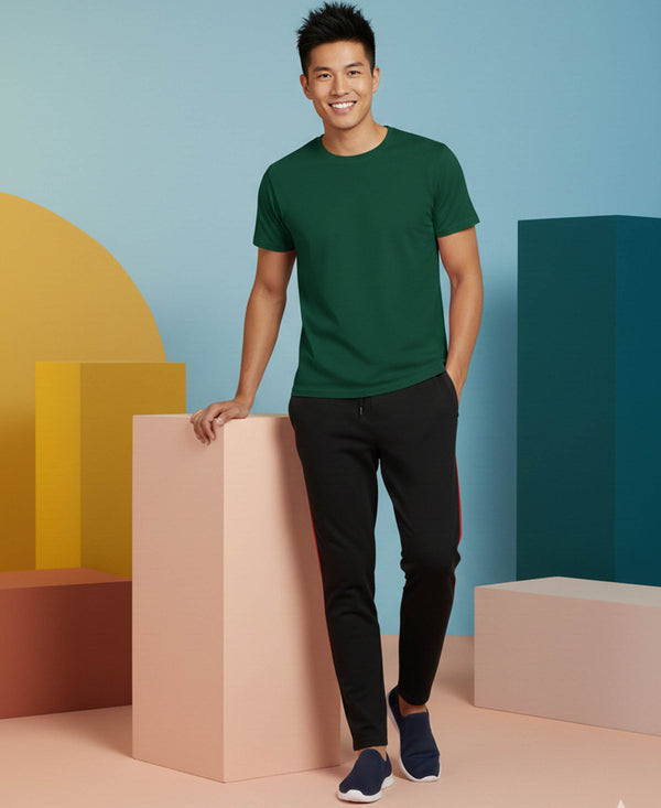 T.T. Men’s Cotton Blend | Solid Round Neck T-Shirt & Slim Fit Track Pants | Comfortable Casual Wear Co-ord Set for Men