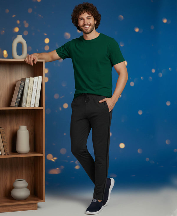 T.T. Men’s Cotton Blend | Solid Round Neck T-Shirt & Slim Fit Track Pants | Comfortable Casual Wear Co-ord Set for Men