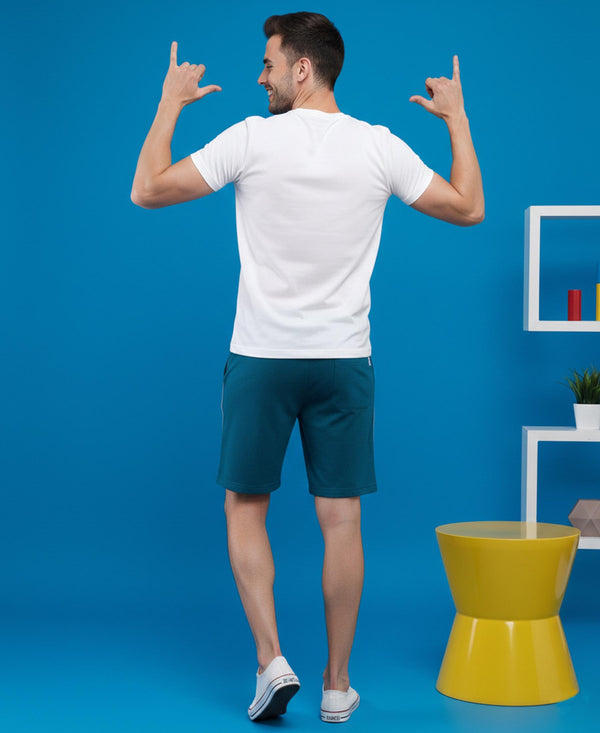 T.T. Men’s Cotton Blend | Printed Round Neck T-Shirt & Regular Fit Shorts | Casual Co-ord Set for Men