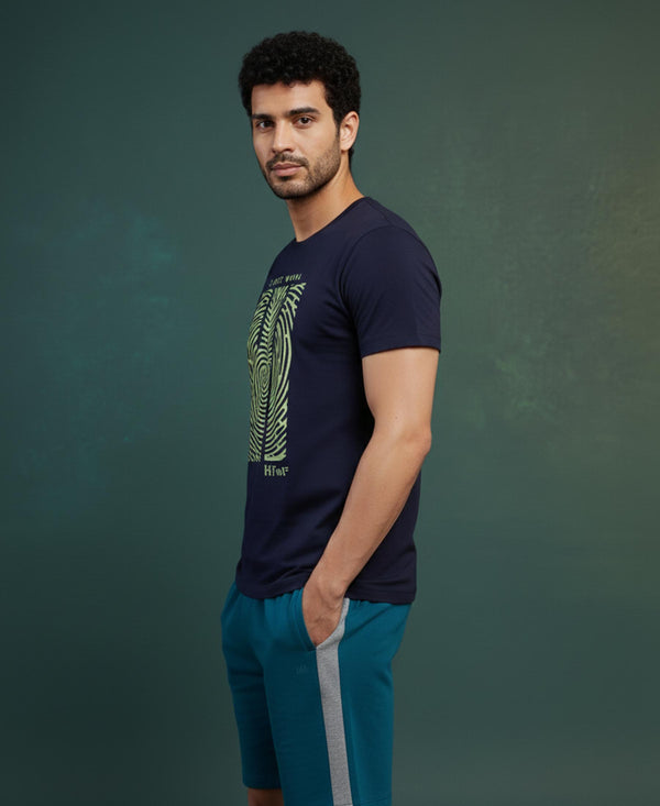 T.T. Men’s Cotton Blend | Printed Round Neck T-Shirt & Regular Fit Shorts | Casual Co-ord Set for Men