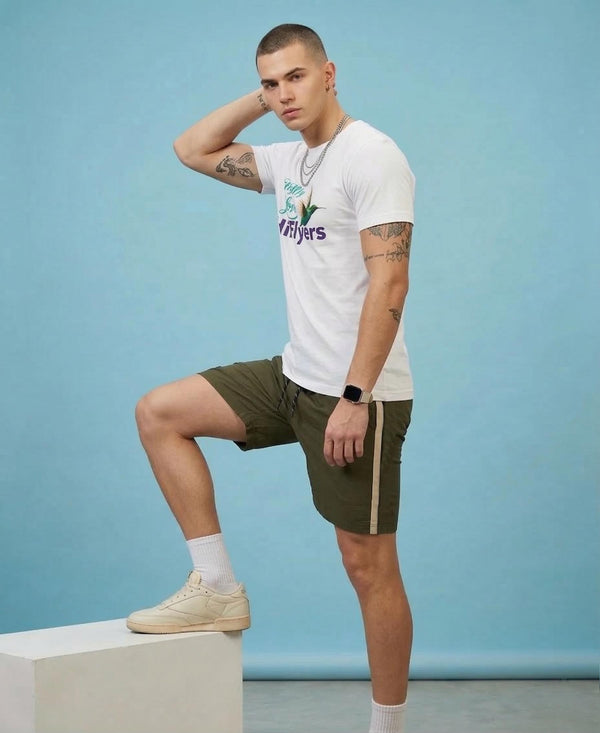 T.T. Men’s Cotton Blend | Printed Round Neck T-Shirt & Regular Fit Shorts | Casual Co-ord Set for Men