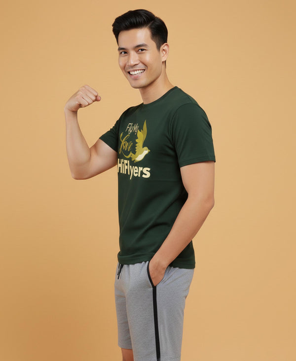 T.T. Men’s Cotton Blend | Printed Round Neck T-Shirt & Regular Fit Shorts | Casual Co-ord Set for Men