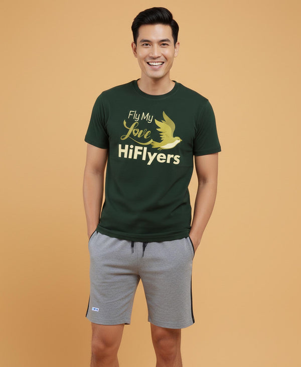 T.T. Men’s Cotton Blend | Printed Round Neck T-Shirt & Regular Fit Shorts | Casual Co-ord Set for Men