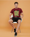T.T. Men’s Cotton Blend | Printed Round Neck T-Shirt & Regular Fit Shorts | Casual Co-ord Set for Men