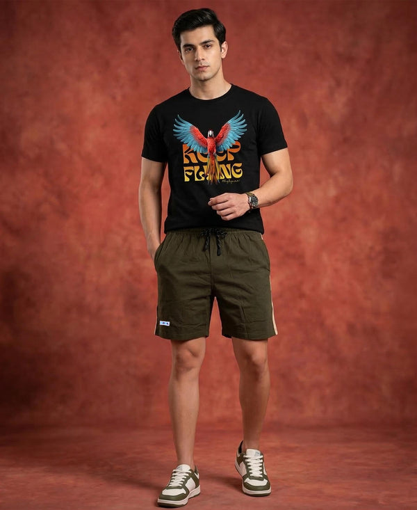 T.T. Men’s Cotton Blend | Printed Round Neck T-Shirt & Regular Fit Shorts | Casual Co-ord Set for Men
