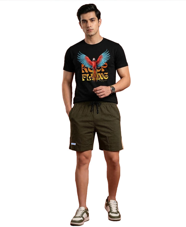 T.T. Men’s Cotton Blend | Printed Round Neck T-Shirt & Regular Fit Shorts | Casual Co-ord Set for Men