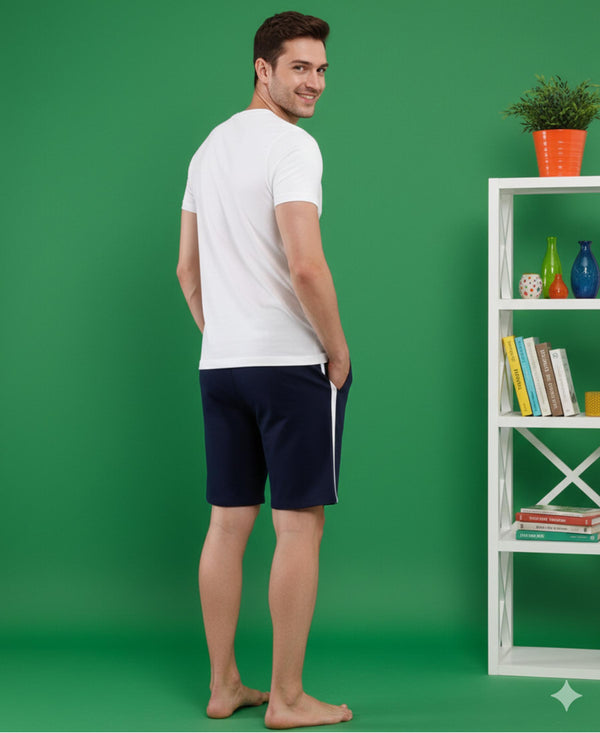 T.T. Men’s Cotton Blend | Printed Round Neck T-Shirt & Regular Fit Shorts | Casual Co-ord Set for Men