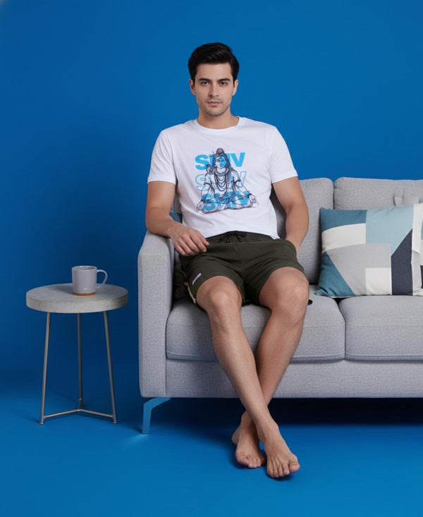 T.T. Men’s Cotton Blend | Printed Round Neck T-Shirt & Regular Fit Shorts | Casual Co-ord Set for Men