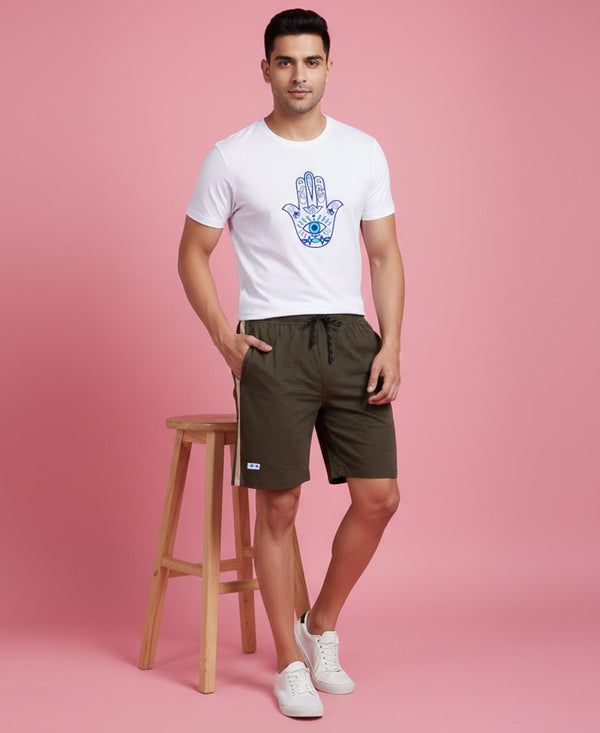 T.T. Men’s Cotton Blend | Printed Round Neck T-Shirt & Regular Fit Shorts | Casual Co-ord Set for Men