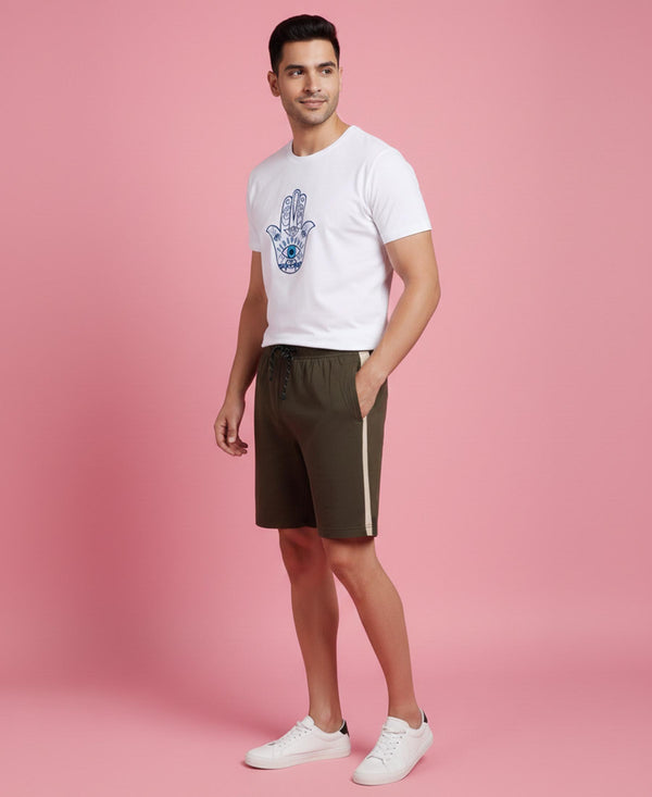 T.T. Men’s Cotton Blend | Printed Round Neck T-Shirt & Regular Fit Shorts | Casual Co-ord Set for Men