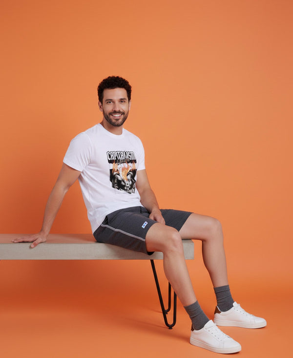 T.T. Men’s Cotton Blend | Printed Round Neck T-Shirt & Regular Fit Shorts | Casual Co-ord Set for Men
