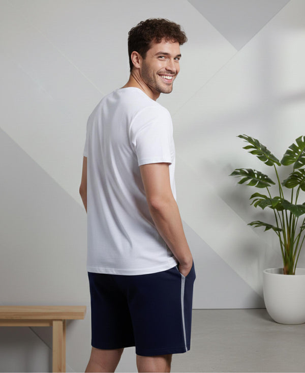 T.T. Men’s Cotton Blend | Printed Round Neck T-Shirt & Regular Fit Shorts | Casual Co-ord Set for Men