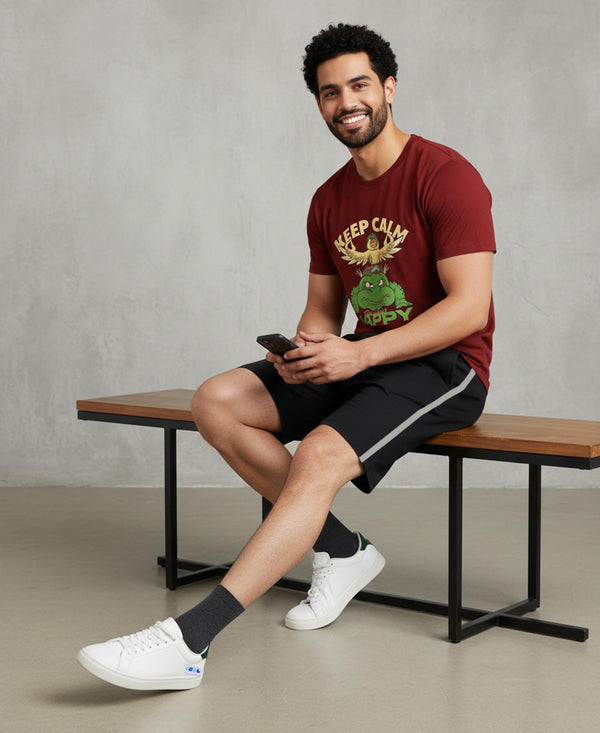 T.T. Men’s Cotton Blend | Printed Round Neck T-Shirt & Regular Fit Shorts | Casual Co-ord Set for Men