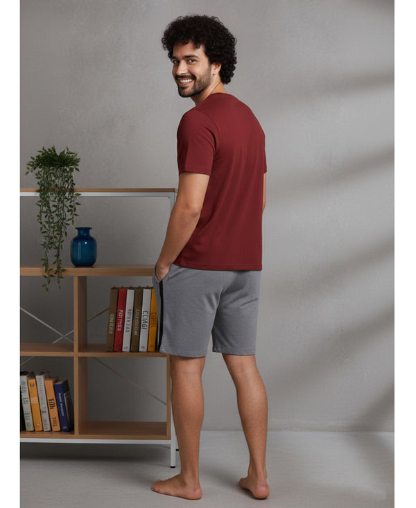 T.T. Men’s Cotton Blend | Printed Round Neck T-Shirt & Regular Fit Shorts | Casual Co-ord Set for Men