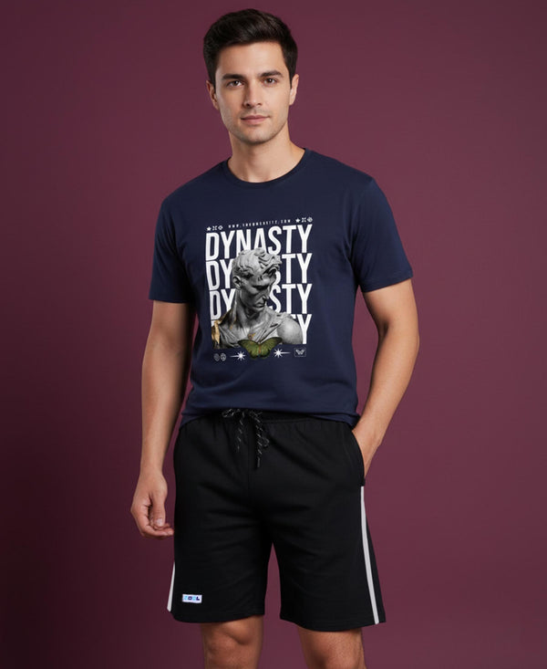 T.T. Men’s Cotton Blend | Printed Round Neck T-Shirt & Regular Fit Shorts | Casual Co-ord Set for Men
