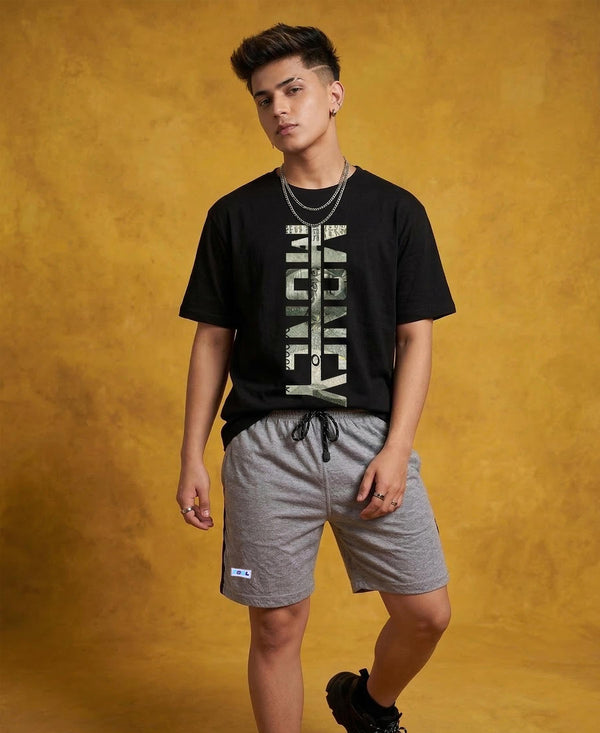 T.T. Men’s Cotton Blend | Printed Round Neck T-Shirt & Regular Fit Shorts | Casual Co-ord Set for Men