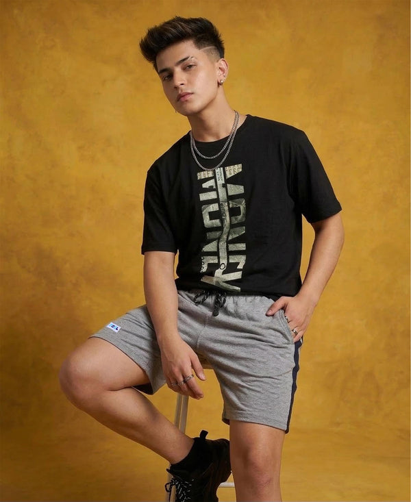 T.T. Men’s Cotton Blend | Printed Round Neck T-Shirt & Regular Fit Shorts | Casual Co-ord Set for Men