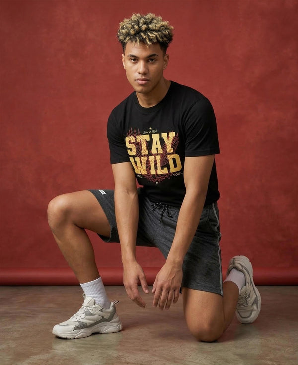 T.T. Men’s Cotton Blend | Printed Round Neck T-Shirt & Regular Fit Shorts | Casual Co-ord Set for Men