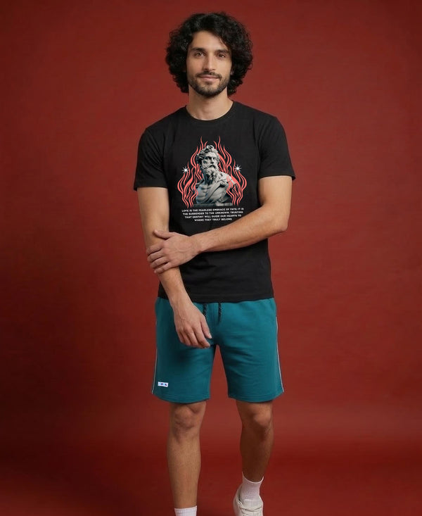 T.T. Men’s Cotton Blend | Printed Round Neck T-Shirt & Regular Fit Shorts | Casual Co-ord Set for Men