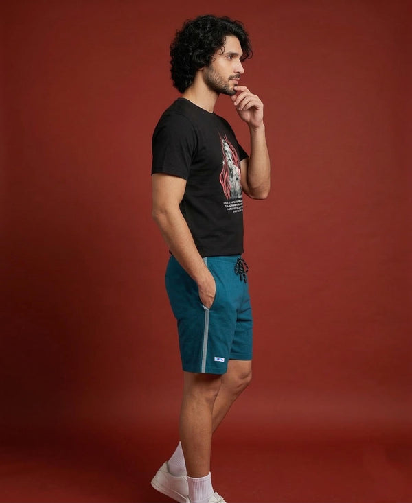 T.T. Men’s Cotton Blend | Printed Round Neck T-Shirt & Regular Fit Shorts | Casual Co-ord Set for Men