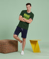 T.T. Men’s Cotton Blend | Printed Round Neck T-Shirt & Regular Fit Shorts | Casual Co-ord Set for Men