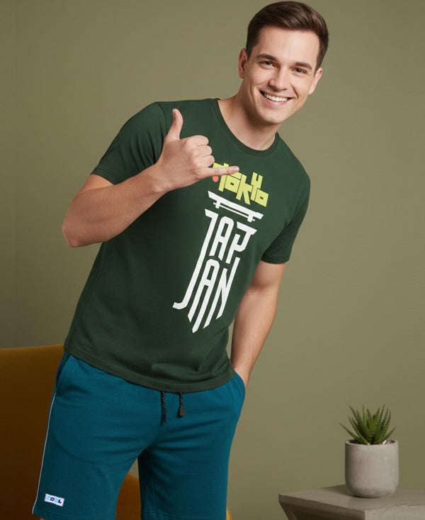 T.T. Men’s Cotton Blend | Printed Round Neck T-Shirt & Regular Fit Shorts | Casual Co-ord Set for Men