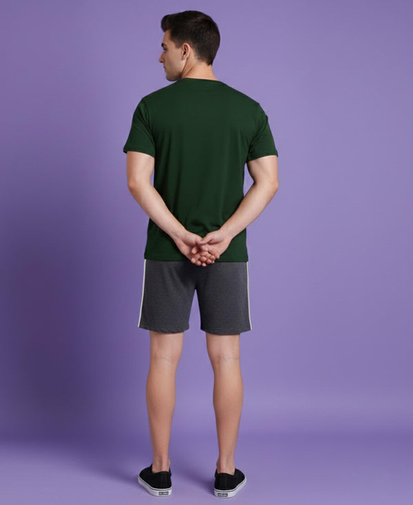 T.T. Men’s Cotton Blend | Printed Round Neck T-Shirt & Regular Fit Shorts | Casual Co-ord Set for Men